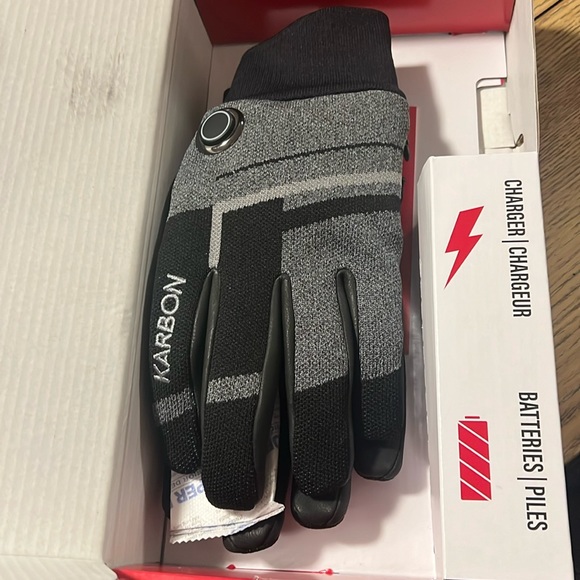 Karbon heated sports gloves with leather palm - Picture 2 of 10